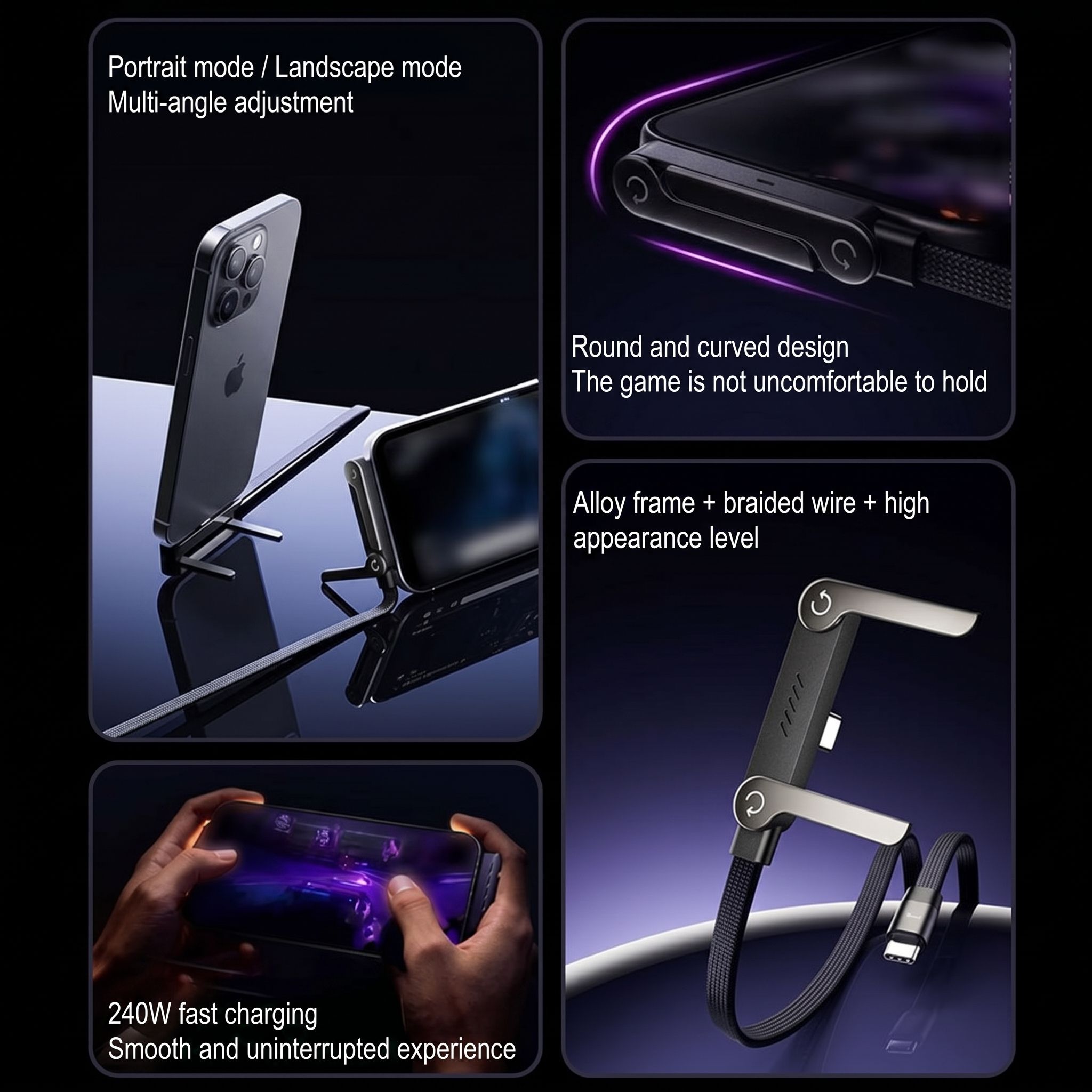 1,5M Fast chargeur 240W avec support portable - صورة 3